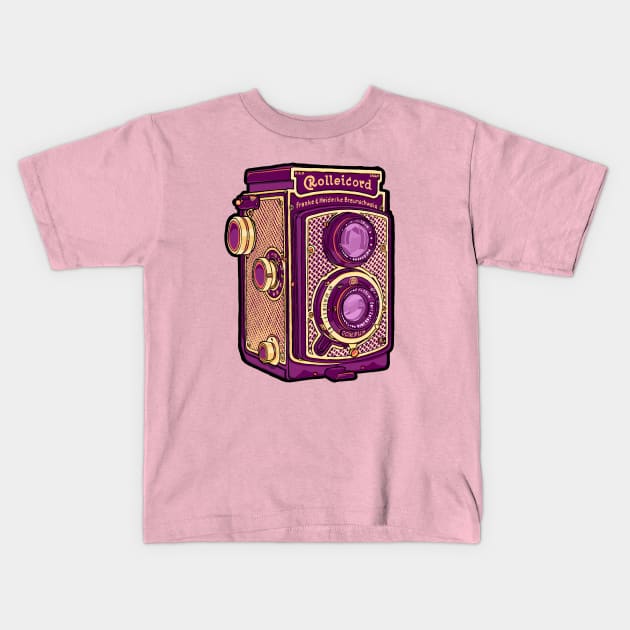 Rolleicord Art Deco TLR Camera Kids T-Shirt by CameraCHI